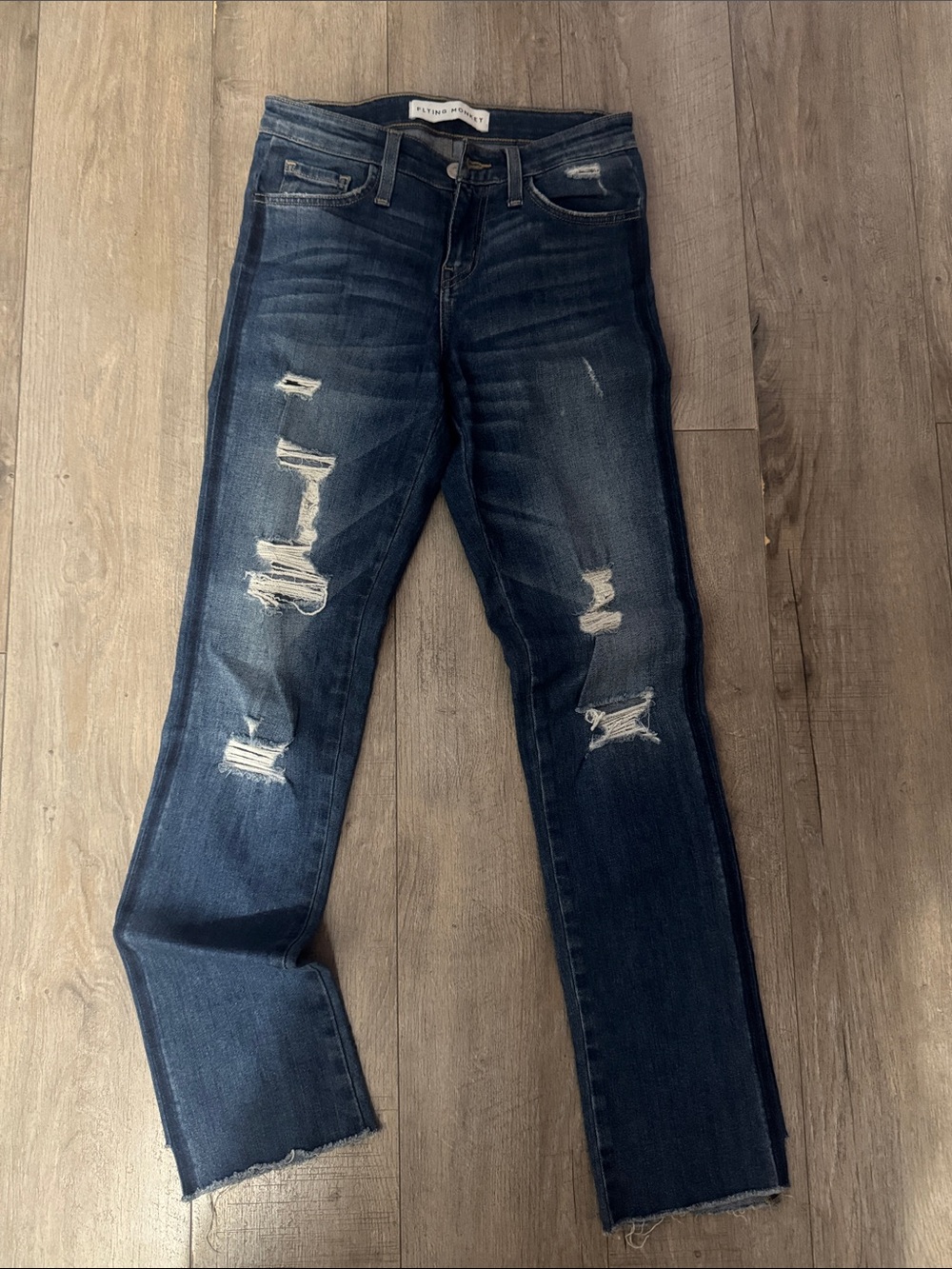 Flying Monkey Distressed Dark Indigo Skinny Jeans